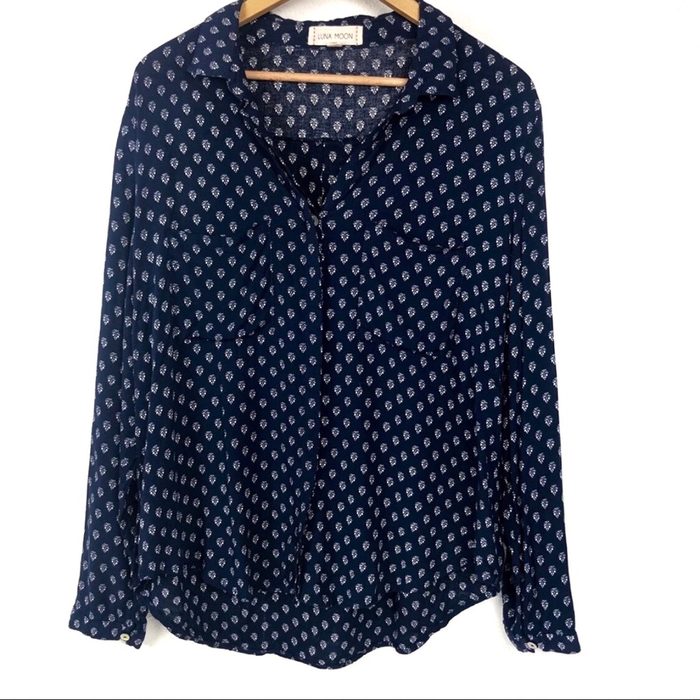 Luna Moon Button Down Printed Blouse Anthropologie